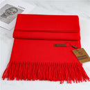 Women's Fashion Scarf Imitation Cashmere FYR330 3 Red 190x68cm With Tassels