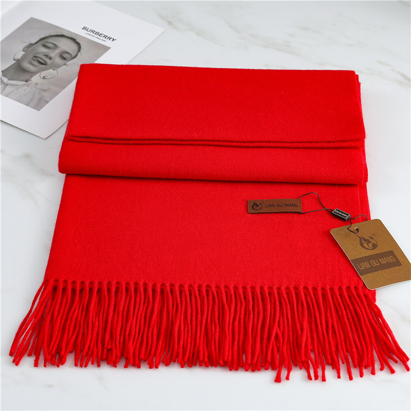 Women's Fashion Scarf Imitation Cashmere FYR330 3 Red 190x68cm With Tassels