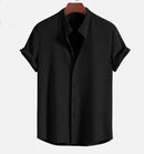 Short Sleeve Loose Shirt Top Summer Mens Clothing Black