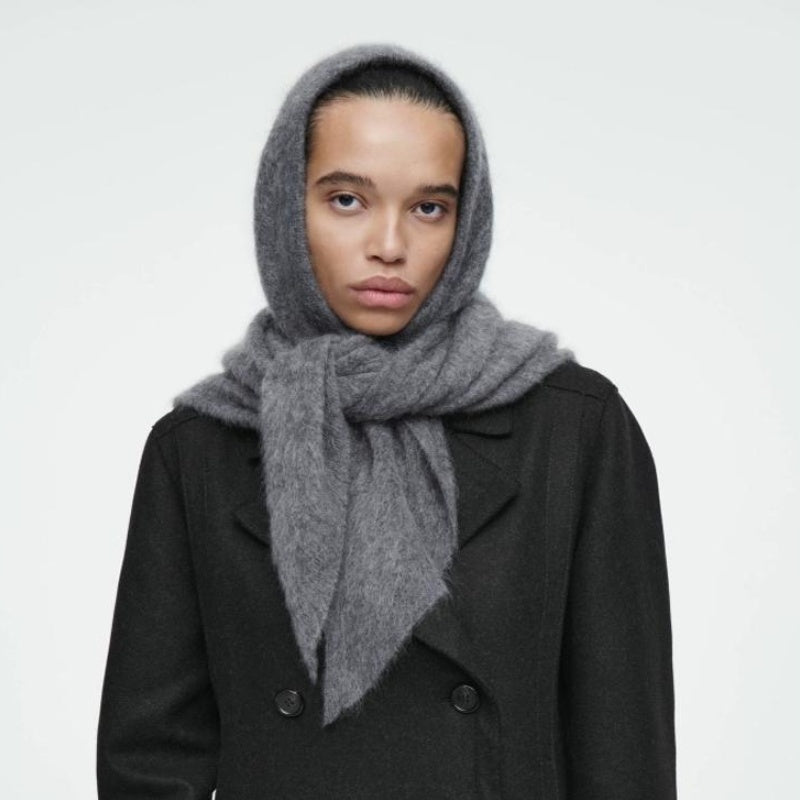 Brushed Cashmere Triangle Scarf Gray