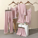 5PCS Lady Pajamas Set Pink - B L