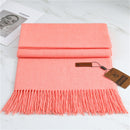 Women's Fashion Scarf Imitation Cashmere FYR330 9 Orange Pink 190x68cm With Tassels