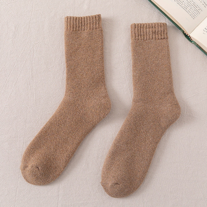 Warm Wool Socks Men Thickened Fleece Lined Khaki Free Size