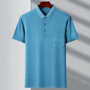 Men's Youth Polo Collar Stripes Real Pocket T-shirt Polo Shirt 1719 Green