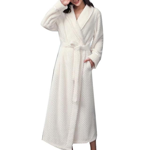 Unisex Winter Fleece Bath Robe White