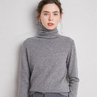 Pile up collared cashmere sweaters In the grey