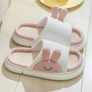 Cute Rabbit Slippers Linen House Shoes White