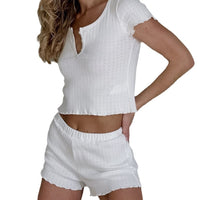 Jacquard Pajamas Short-sleeved Two-piece Set