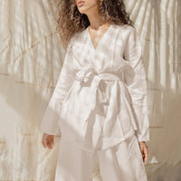 Cotton Linen Women Pajama Robe Sets