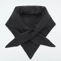 Brushed Cashmere Triangle Scarf Gray Black