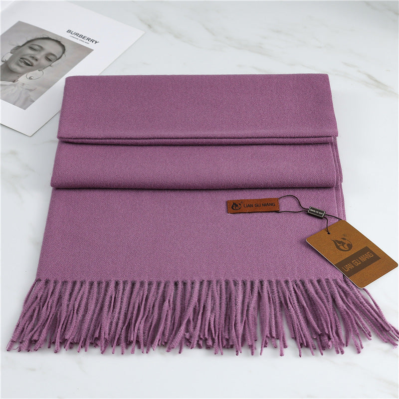 Women's Fashion Scarf Imitation Cashmere FYR330 5 Violet 190x68cm With Tassels