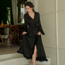 Women's Feather Satin Long Robe