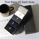 Men's Socks Four Seasons Pure Cotton Embroidery Five Pairs Of Dark Gray Free Size