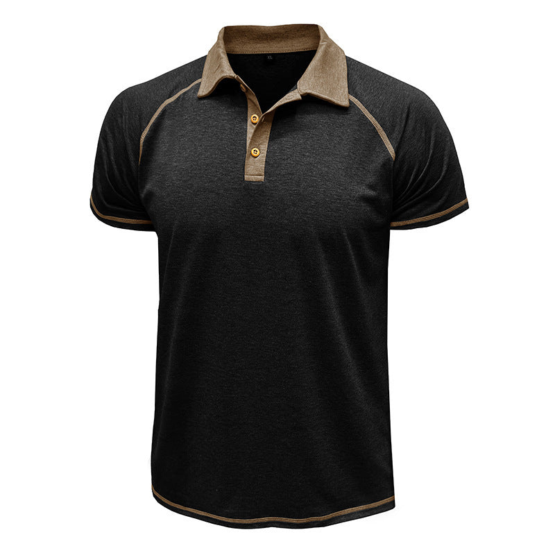 Short-sleeved Lapel T-shirt POLO Bottoming Shirt Men Clothing Black