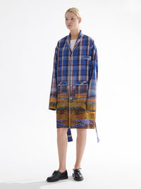 Oil Painting Gradient Printing Bathrobe Plaid Long Pajamas