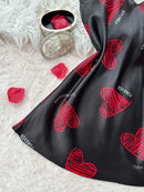 Red Lip Print Satin Slip Nightdress