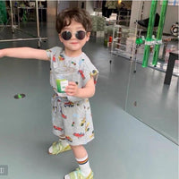 Summer Printed Children Cartoon Summer Short Sleeve T-shirt Shorts