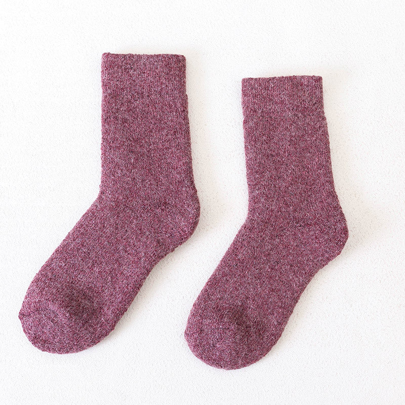 Men's Cashmere Thickened Cashmere Socks Womens Wine Red One size