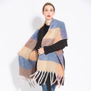 Check print fringed cashmere scarf Checkered