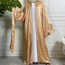 Luxury Printed Satin Cardigan Robe Gold