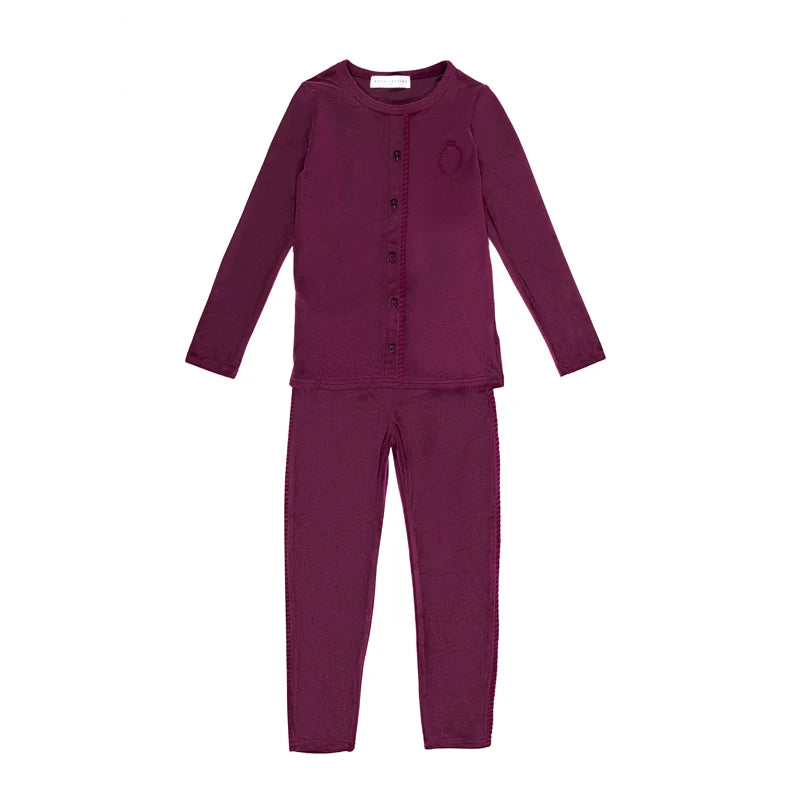 Children Soft Velvet Set Stretchy Robe purple set 3T