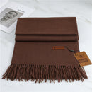 Women's Fashion Scarf Imitation Cashmere FYR330 20 Dark Coffee 190x68cm With Tassels