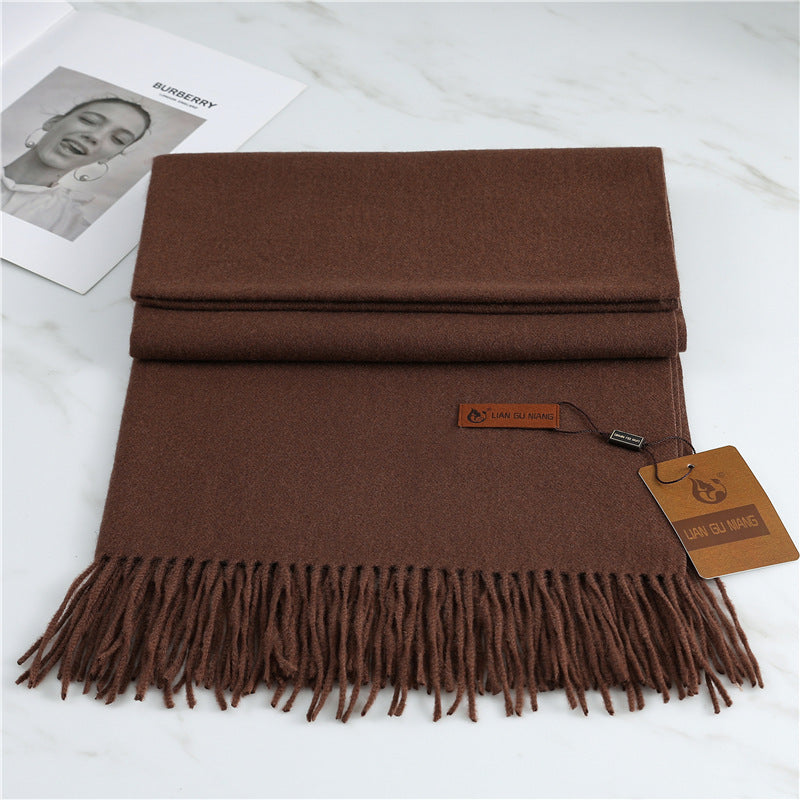 Women's Fashion Scarf Imitation Cashmere FYR330 20 Dark Coffee 190x68cm With Tassels