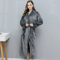 Coral Velvet Thick Couple Bathrobes Gray Female L 60-80kg