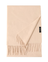 Pure Color Water Ripple Cashmere Warm Scarf Beige Camel 180cm