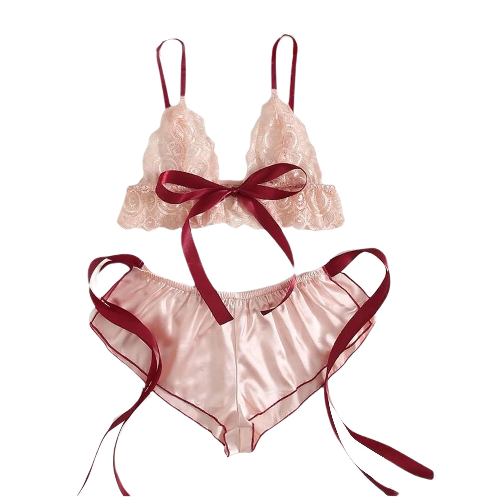 Silk Plus Size Lingerie Sleep Set Pink