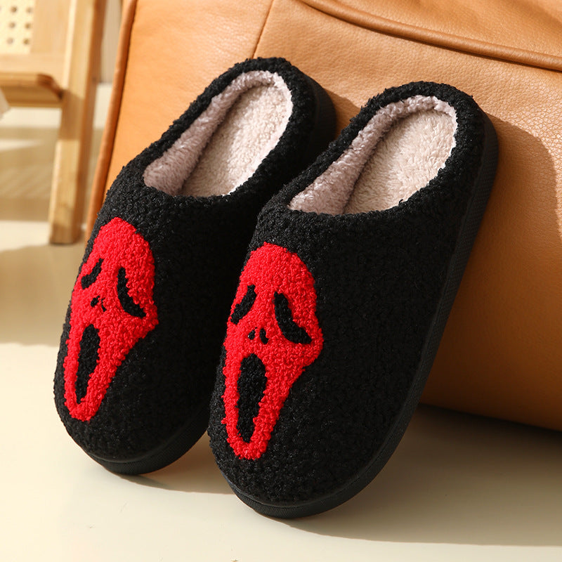 Halloween Skull Cartoon Print Slippers Red