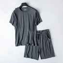 Modal Summer Pajamas Men's Thin Homewear Suit Hemp Black