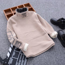 Winter Long-sleeved T-shirt Children High Neck Sweater Khaki