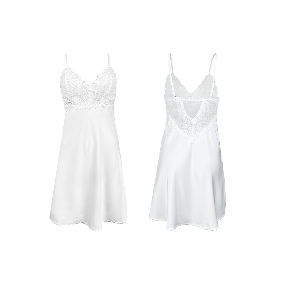 Satin Lace Stitching Slip Nightdress