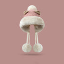 Korean Winter Style All-match Plush Bonnet With Cute Ears For Women Pink Adjustable