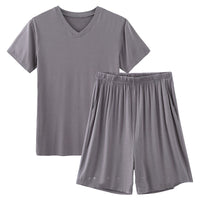 Modal Pajamas Men's Summer Shorts Dark Gray V Neck