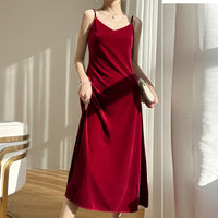 Women's Slim Acetate Suspender Dress Red