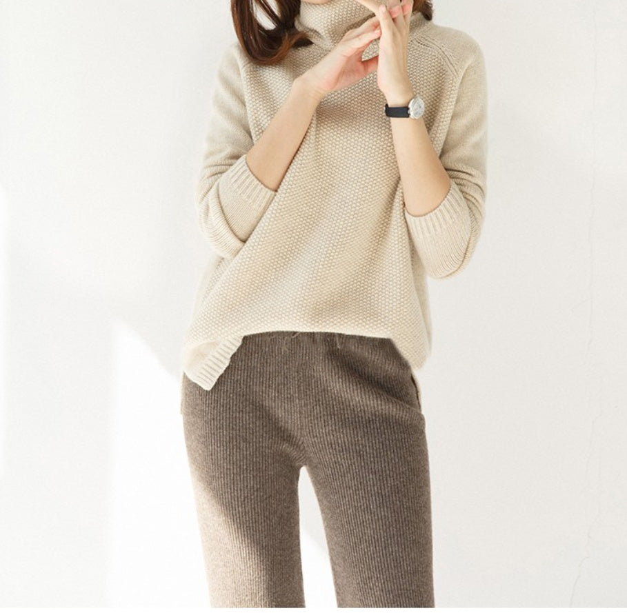 Cashmere sweater pineapple knit wool bottoming shirt White