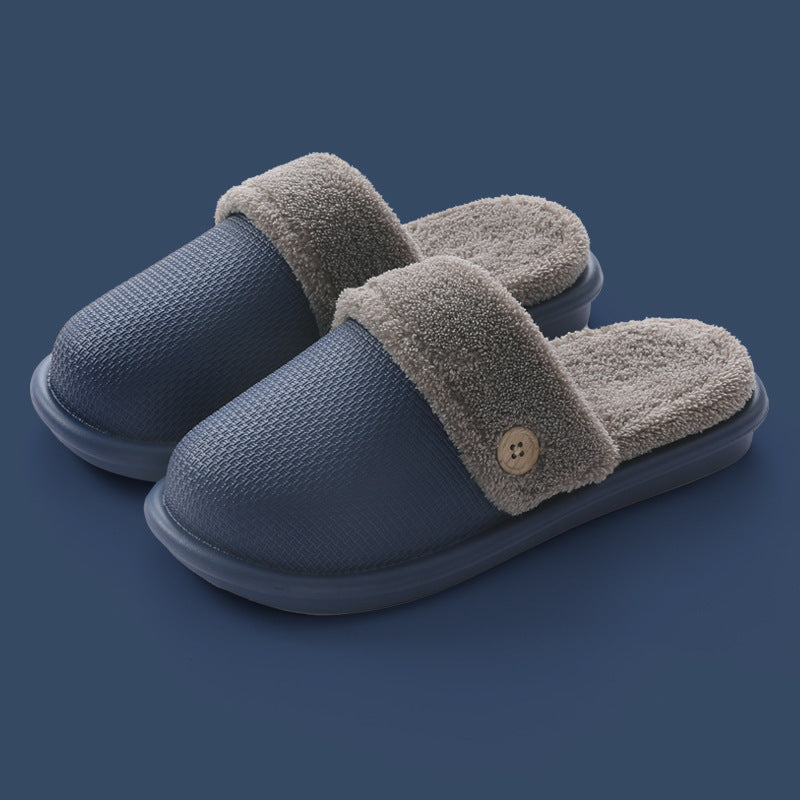 Home non-slip thick warm and comfortable EVA waterproof cotton slippers Navy Blue