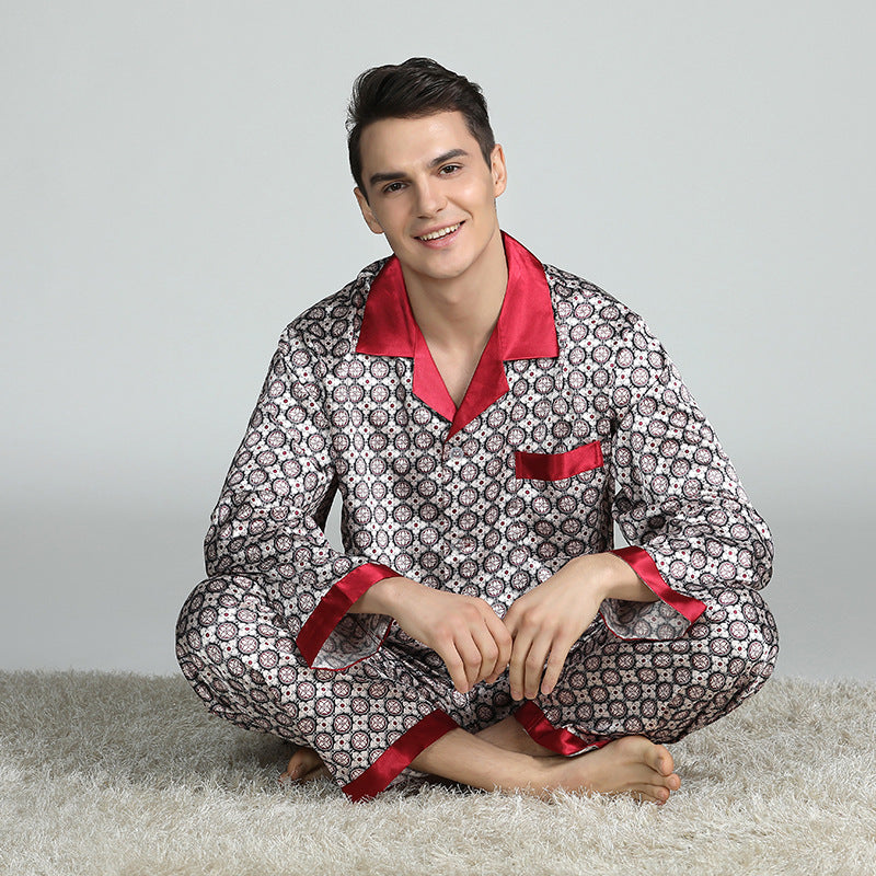 Men's Printed Silk Pajamas for Spring