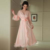 Women's Feather Satin Long Robe