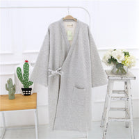 Loose Cotton Sweat-Steaming Bathrobe Grey