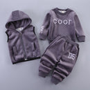 Children's Pyjamas Three Piece Set Letter Set Gray