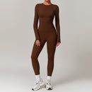 Tight-fitting Brushed Yoga Suit Chocolate Brown