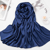 Monochrome matte satin headscarf Navy Blue 180x70cm