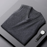 Fashion Cashmere Vest Men's Sleeveless Sweater Dark Grey