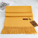 Women's Fashion Scarf Imitation Cashmere FYR330 27 Dark Yellow 190x68cm With Tassels