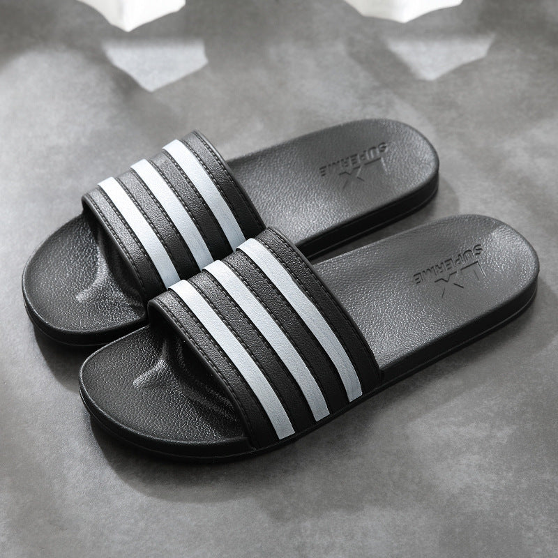 White Stripes Bathroom Slippers 2090Black