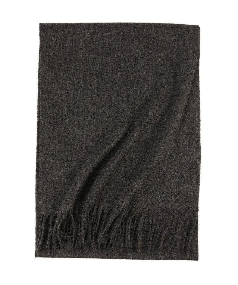 Pure Color Water Ripple Cashmere Warm Scarf Carbon Gray 180cm