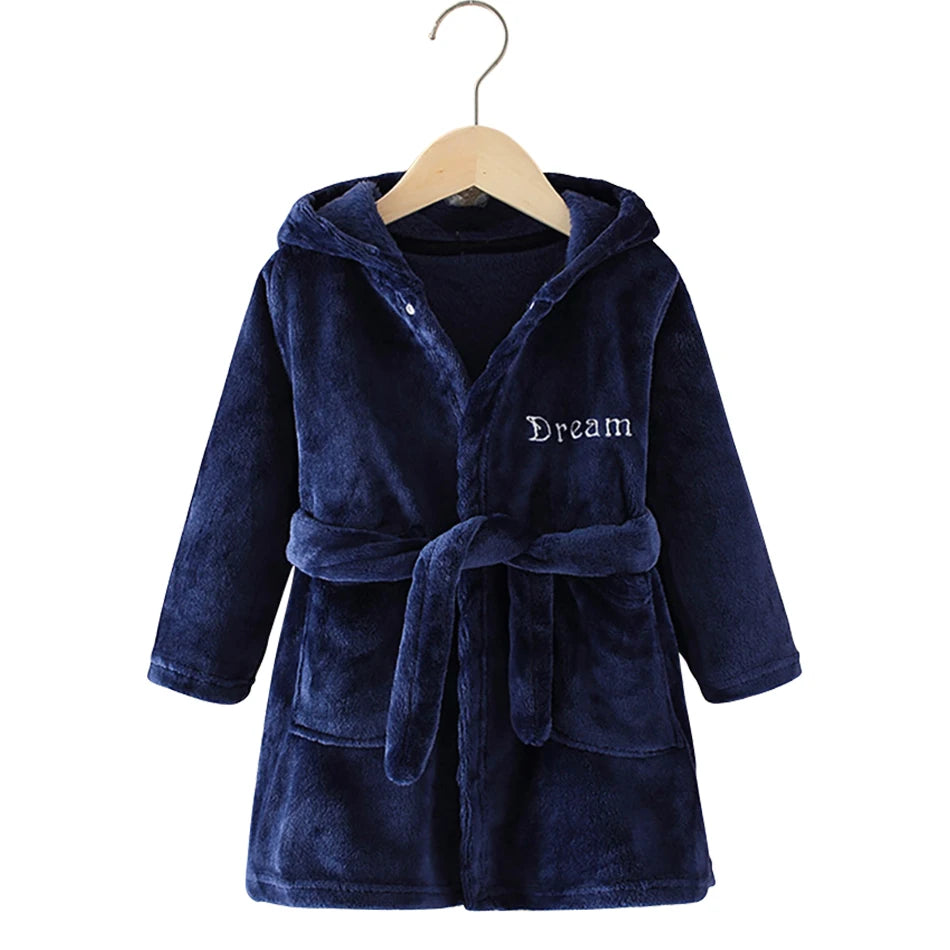 Children Hooded Flannel Bathrobe EF50M0 Size 130 (7-8 Years)